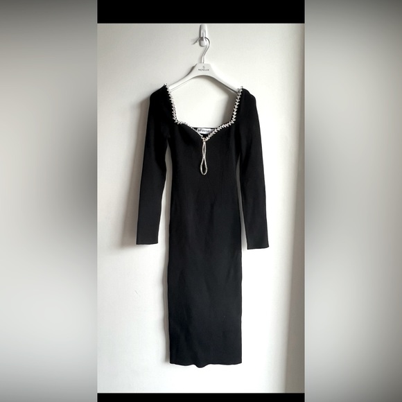 Self Portrait BLACK KNIT DIAMANTE MIDI DRESS - Picture 3 of 4